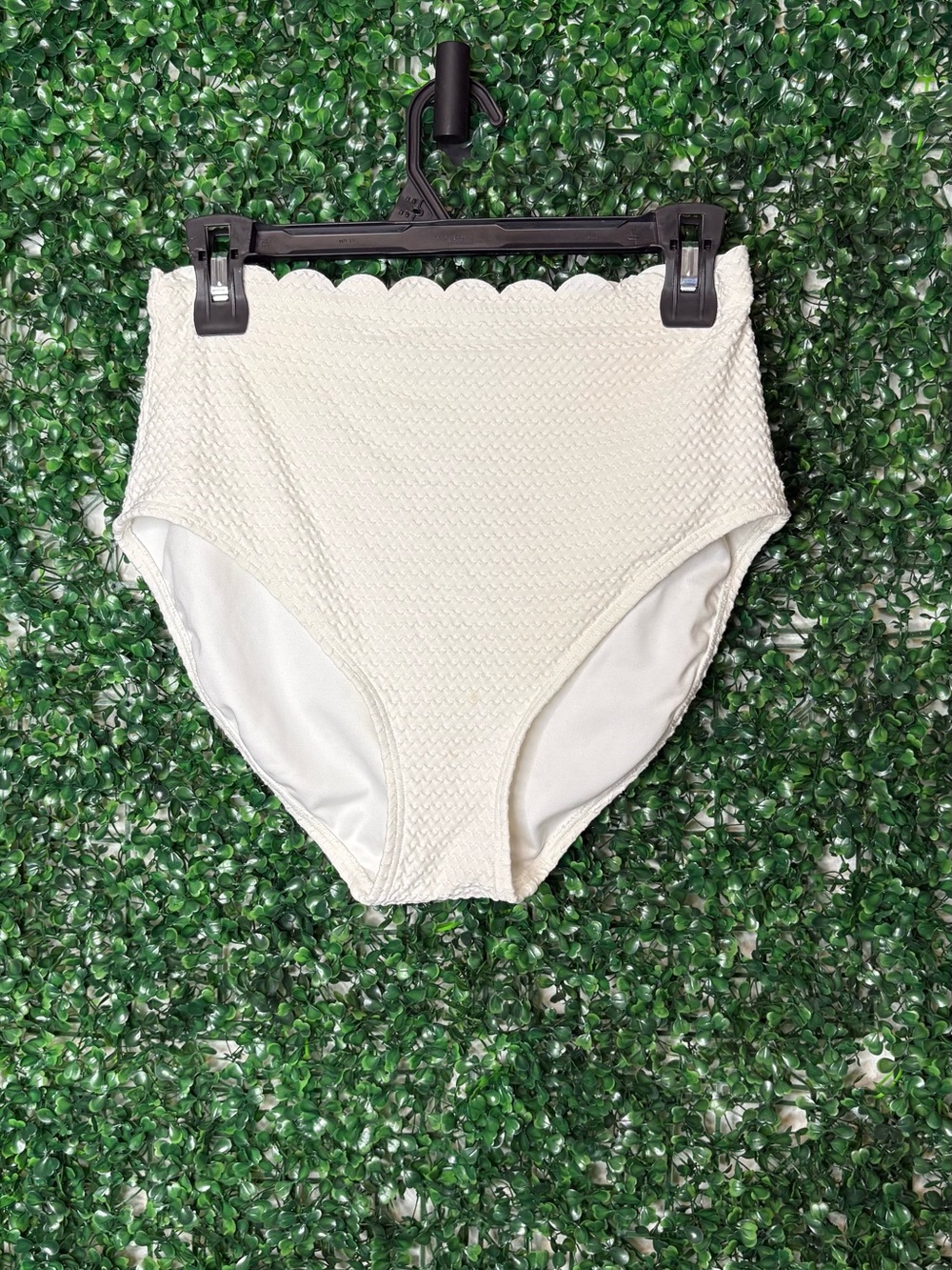 kate spade Cream Scallop High-Waist Bikini Bottoms